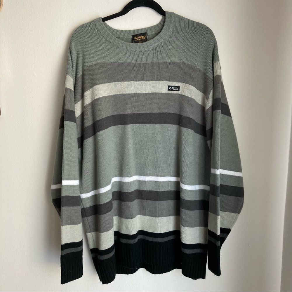 South Pole Men's Crewneck Gray, Black Stripe